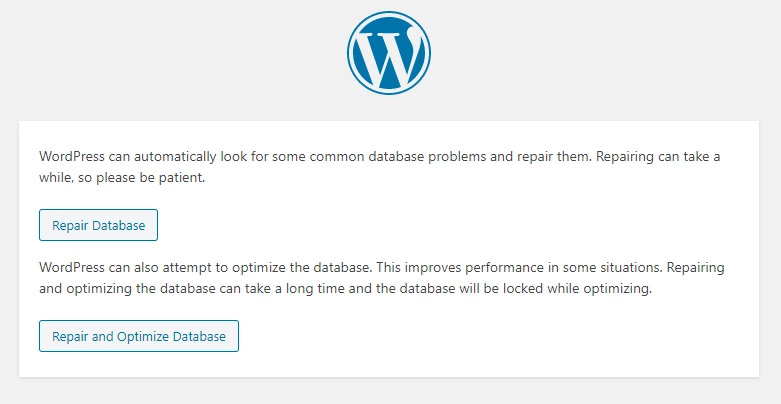 wordpress database repair