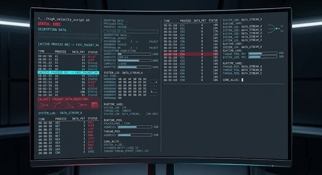 Technical command line interface showing a high-velocity bash script executing massive 410 Gone status updates at the server database level to initiate an algorithmic reset.
