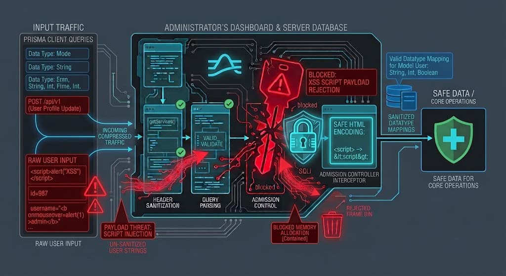 Technical diagram illustrating the implementation of contextual output encoding to mitigate the MemberPress stored XSS vulnerability CVE-2026-2289.